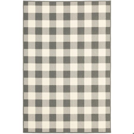 Homeroots 7 x 10 ft. Gray & Ivory Gingham Indoor & Outdoor Area Rug 389527